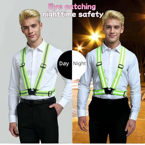 High Visibility Reflective Vest for Running at Night, Adjustable Safety Vest for Men Women, Lightweight Breathable for Jogging Cycling Walking