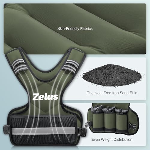 ZELUS Weighted Vest for Men Women,Adjustable 4-32lb Vest, Removable Weights - color: Green, size: 4-10 lb.