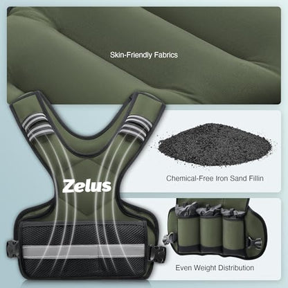ZELUS Weighted Vest for Men Women,Adjustable 4-32lb Vest, Removable Weights - color: Green, size: 4-10 lb.