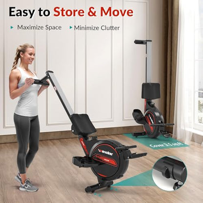 WENOKER Rowing Machine, Magnetic Rowing Machine for Home, Upgraded 32-Levels Resistance with Smart Electronic Knob, 350 LBS Weight Capacity, Compact Rower Machine Easy Assembly. - color: Black Red
