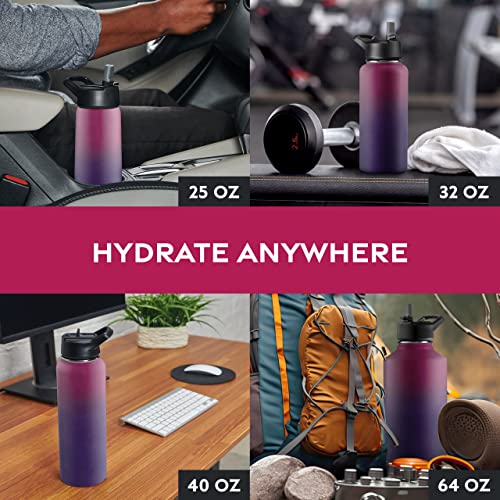 FineDine Insulated Water Bottle with Straw, 25 Oz, Dreamy Purple - color: Dreamy Purple, size: 25 Ounces