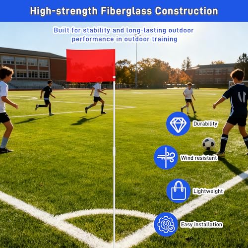 12 Pack Soccer Corner Flags-67" Fiberglass Field Corner Flag Set with Bag