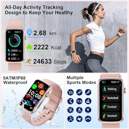 Smart Watch, 1.47" HD Smartwatch for Women Men with 24 Sport Modes, IP68 Waterproof Fitness Tracker with 24/7 Heart Rate/Sleep/SpO2 Monitor, Step Tracker, Pedometer, Activity Tracker for Android iOS