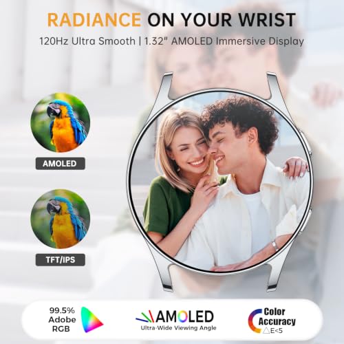 AI Smart Watch for Women Men With GPT, 1.32" AMOLED Fitness Tracker With Heart Rate/Sleep/SpO2 Monitor, Waterproof Smartwatch for Android/iPhone Phones (Aluminum Silver Case w/ Midnight Blue Band) - color: Aluminum Silver Case w/ Midnight Blue Band
