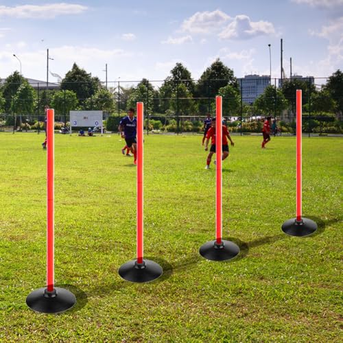 Orange Soccer Agility Poles Set Detachable Sports Trainning Speed Pole Slalom Poles with Rubber Base Sport Traning Equipment - color: Pack of 12, style: 3.3 FT