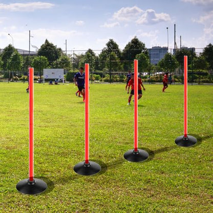 Orange Soccer Agility Poles Set Detachable Sports Trainning Speed Pole Slalom Poles with Rubber Base Sport Traning Equipment - color: Pack of 12, style: 3.3 FT