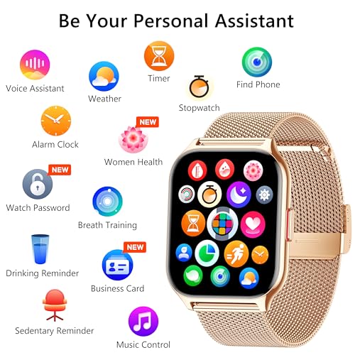 Smart Watch 45mm for Women Men(Dial/Answer Calls), 2.0" Fitness Tracker Watch with Heart Rate/Blood Pressure/Blood Oxygen Monitor for Android iOS - color: Rose Gold+Pink