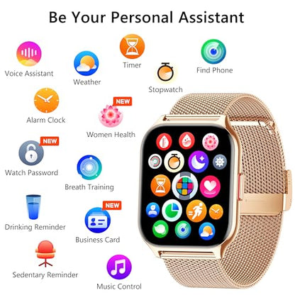 Smart Watch 45mm for Women Men(Dial/Answer Calls), 2.0" Fitness Tracker Watch with Heart Rate/Blood Pressure/Blood Oxygen Monitor for Android iOS - color: Rose Gold+Pink