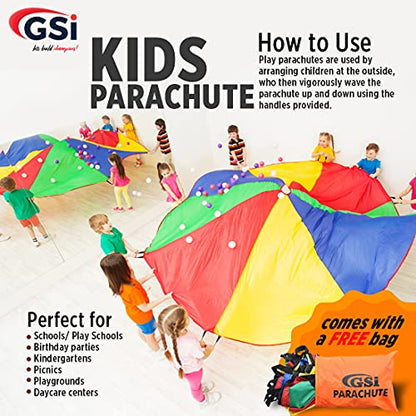 GSi Kids Rainbow Parachute 6 ft to 35 ft for School & Gym Class - size: 24 Feet