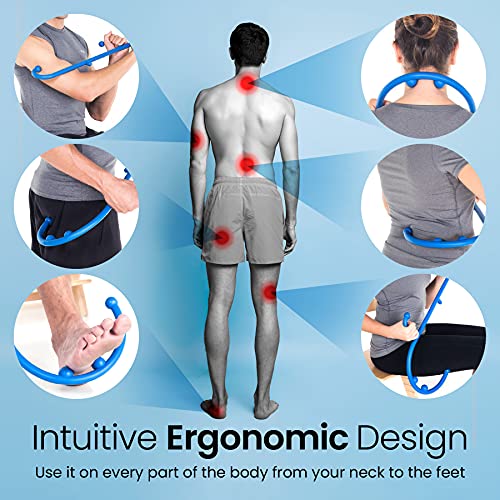 LiBa Deep Tissue Back Neck Massager Theracane for Pain Relief Blue - color: A. Blue (1 Pack)