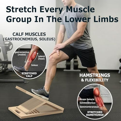 Adjustable Wooden Incline Stretcher for Leg Workouts