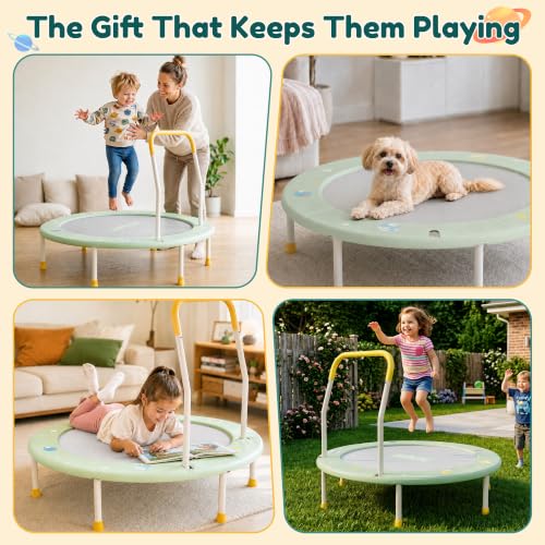 36-Inch Toddler Trampoline with Foam Handle, 3FT Foldable Mini Rebounder - color: Green