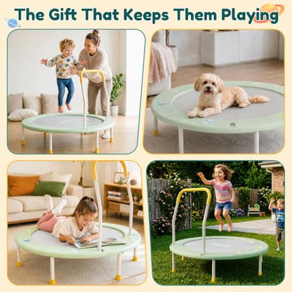 36-Inch Toddler Trampoline with Foam Handle, 3FT Foldable Mini Rebounder - color: Green