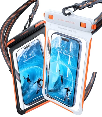 TORRAS IPX8 Waterproof Phone Pouch Floating, Underwater Screen Touchable - color: 2 Pack-Black & White