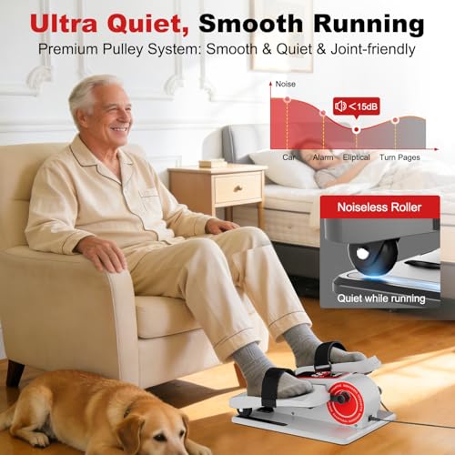 TDH Under Desk Elliptical Machine Leg Exerciser Electric - color: White-Red