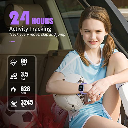 Kids Watch, IP68 Waterproof Smart Watch with 19 Sport Modes, Pedometer, 19 Sports Modes, Great Tracker Gift for Kids - color: Purple
