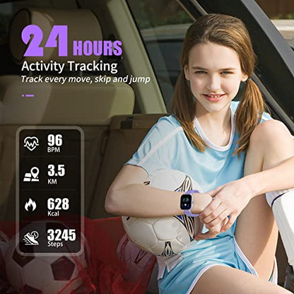 Kids Watch, IP68 Waterproof Smart Watch with 19 Sport Modes, Pedometer, 19 Sports Modes, Great Tracker Gift for Kids - color: Purple