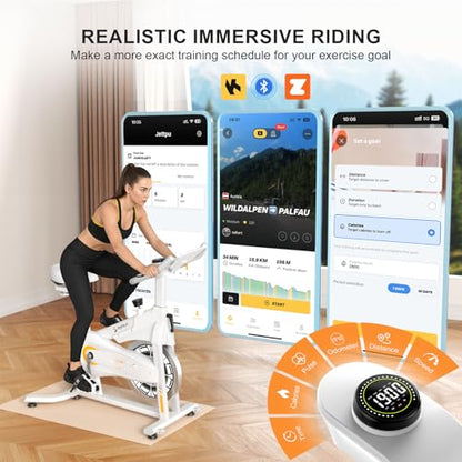 Exercise Bikes for Home,Spin Bike with Adjustable Magnetic,Brake Pad Resistance Silent Belt Drive,350lbs/300lbs Weight Capacity &Upgraded Version Seat for Home Cardio&Weight Loss(QM-530W) - color: White