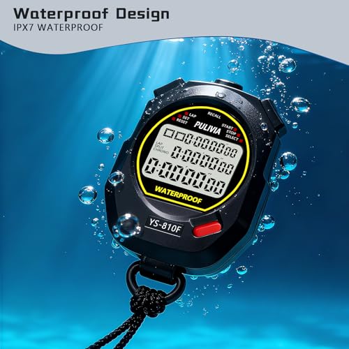 Stopwatch Timer Multi Splits/Laps Digital Stop-Watch for Sports - color: Black