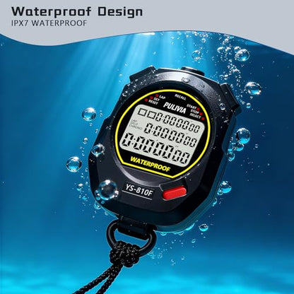 Stopwatch Timer Multi Splits/Laps Digital Stop-Watch for Sports - color: Black