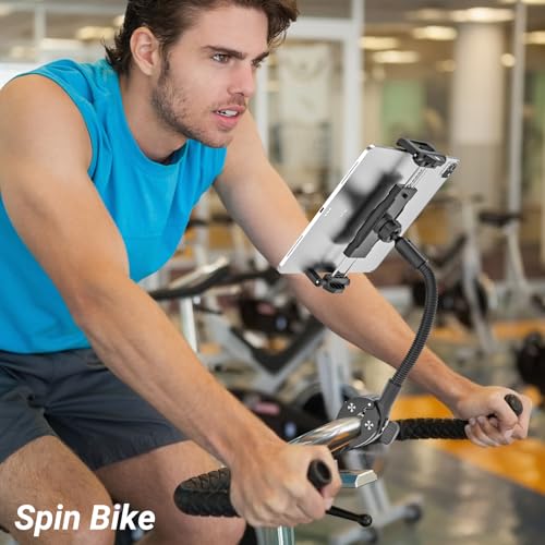 Metal Gooseneck Spin Bike Tablet Holder for Exercise/Stationary Bike