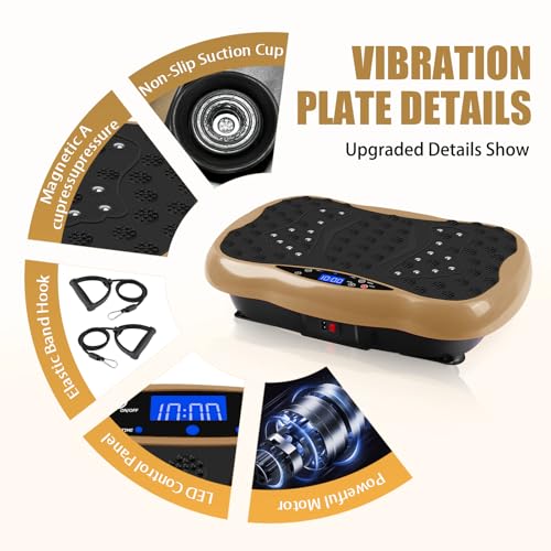 Vibration Plate Exercise Machine / Full Body / Portable / Weight Loss - color: Gold