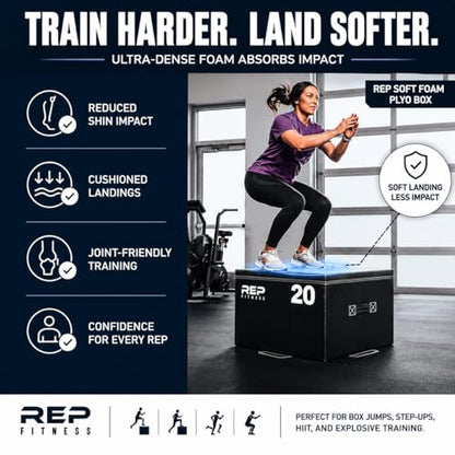 REP Fitness Stackable Soft Foam Plyo Box Set, Adjustable Plyometric Jump Box for Home Gym Workouts, Plyometric Jumping Platform for Exercise, Step Training, HIIT & CrossFit - style: 4" and 6"