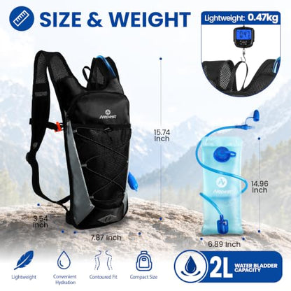 Nepest Hydration Backpack with 2L Water Bladder Water Back Pack - color: Black