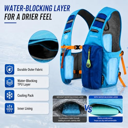 Cooling Hydration Vest with 2L BPA-Free Water Bladder, Running Vest with 3 Removable Cooling Packs, Lightweight Outdoor Pack for Hot Weather, Hiking, Cycling, Training - color: Blue