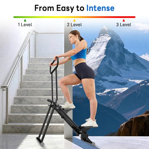 ERGOLIFE Stair Stepper for Home Gym, Stair Climber Workout Machine with Upgraded 6-Level Adjustable Resistance, Foldable Vertical Full Body Cardio Equipment, Non-Slip Pedals, Quiet 350 LBS Capacity - color: Black