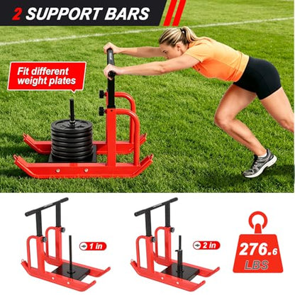 Heavy-Duty Training Sled, 5-Level Height Adjustment, Push/Pull Dual-Use