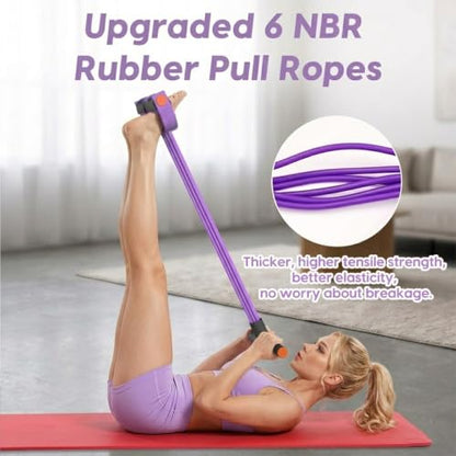 Multifunction Pedal Resistance Band with Handles - color: Purple & Black