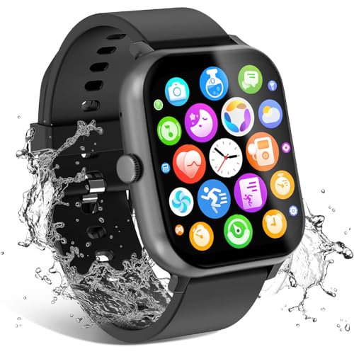 Smart Watch for Men Women Compatible with iOS Android Phone, 1.83" Full Touchscreen IP68 Waterproof Smartwatch,Fitness Tracker with Make/Recive Call 123+ Sport Modes Heart Rate/Sleep Monitor - color: 1.83"Black
