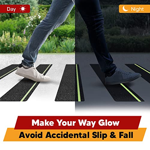 Outdoor Non-Slip Stair Treads With Glow Stripe, High-Traction Grip Tape - size: Glow in Dark, style: 15 Pack
