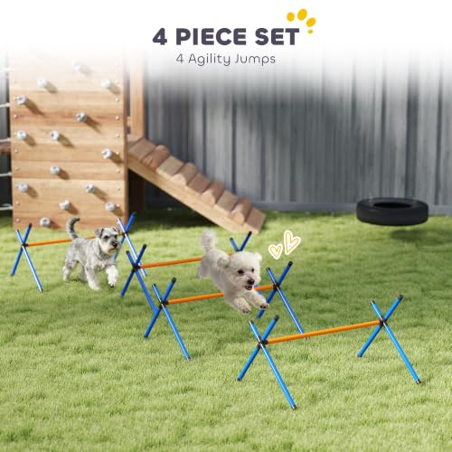 PawHut Dog Agility Training Equipment, Adjustable Height, 4 Pieces, Orange