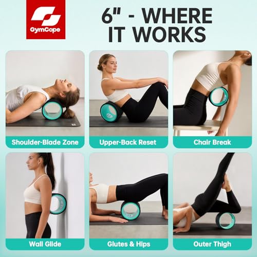 GymCope Back Roller Wheel 6 Inch Spine-Safe Groove, for Yoga Pilates Gym - color: Mint Green, size: 6"