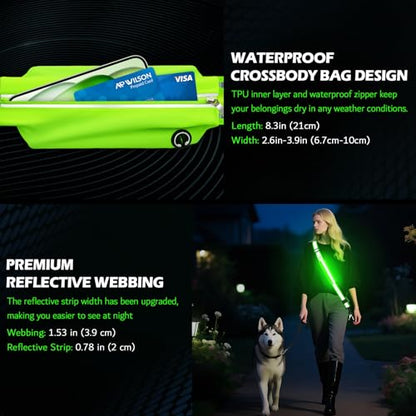 LED Reflective Night Walking Safety Gear,Adjustable Walking Light Belt, for Night Dog Walking,High Visibility Safety Lights for Walking at Night for Men Women Jogging Running Biking - color: Green