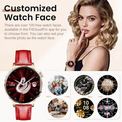 Smart Watches for Women, 1.27'' Smart Watch (Answer/Make Calls) Compatible with iPhone/Android Phones, IP68 Waterproof Fitness Tracker Watch with Sleep Monitor,100+ Sports Modes (Red) - color: Red