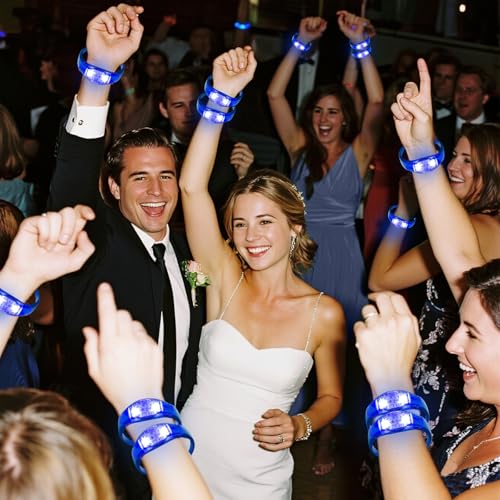100 Pcs LED Bracelets Sound Activated with Flashing LED Strobe Music Control Light Up Bracelets for Rave, Game Prizes, Birthday Party Favor,Valentine's Day gift - color: Blue