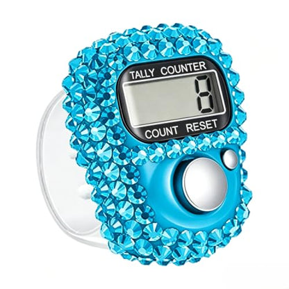Electronic Finger Tally Counter Clicker Counter,Convenient Portable Digital Display Tally Counter,Resettable Mini Lap Counter for Golf Goods Counting Accessories,Track and Field Lap Counters - color: Blue