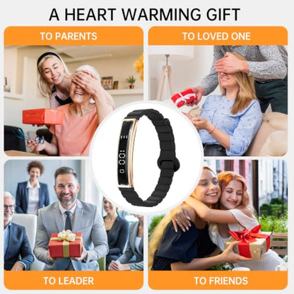 Smart Bracelet for Women Men Fitness Health Tracker with Heart Rate Sleep - color: Gold