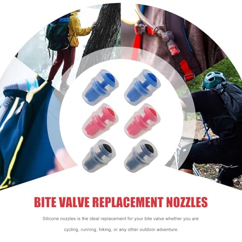 Homesweet 6Pcs Hydration Pack Bite Valve Sheath Safe Nozzle Mouthpiece Replacement Bite Valve Sheath Compatible for Water Bladder Reservoirs Hydration Fit Reservoirs of Varying Capacities, Color