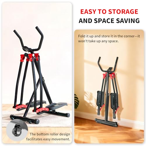 Air Walker Exercise Machine, HOWHAI Space Walker Elliptical Training for Home Gym, 30" inch Stride Low-Impact Compact Glider Steppers for Men and Women Full-Body Cardio & Leg Stretch