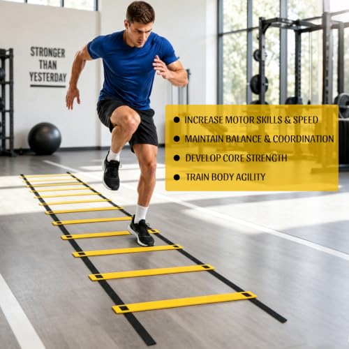 20ft Adjustable Agility Ladder, Training Rope Ladder Speed Ladder for Soccer Basketball Football