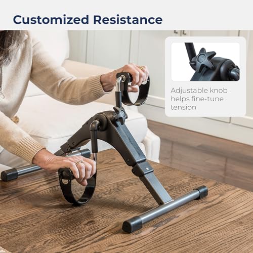 Drive Medical RTL10273 Deluxe Folding Pedal Exerciser with Electronic Display for Legs and Arms, Under Desk Bike Pedal Exerciser, Fully Assembled, No Tools Required, Black