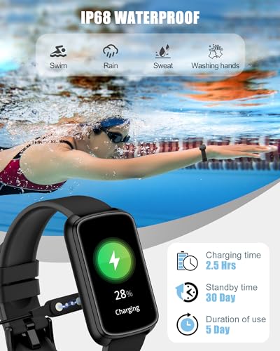 Fitness Tracker, Smart Watch for Women Men with 24/7 Heart Rate/Blood Pressure/Blood Oxygen Monitor,Sleep Tracker,Step & Calorie Counter, IP68 Waterproof Fitness Watches Compatible with Android&iPhone