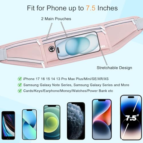 Hydration Waist Pack for Women Men for Running Outdoor, Pink - color: 07-Dusty Pink