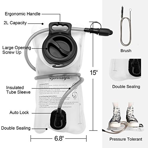 2 Pack Hydration Bladder 2L-3L with Cleaning Brush - Wide Opening, Leak Proof Water Reservoir for Hiking Cycling Running Camping Backpack - BPA Free - color: 2L-Green+white