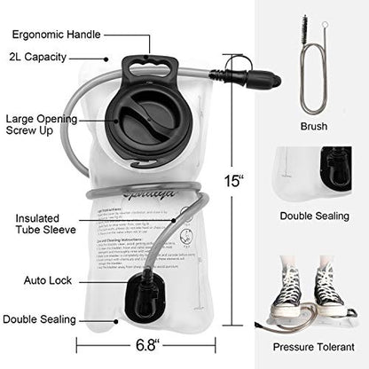 2 Pack Hydration Bladder 2L-3L with Cleaning Brush - Wide Opening, Leak Proof Water Reservoir for Hiking Cycling Running Camping Backpack - BPA Free - color: 2L-Green+white