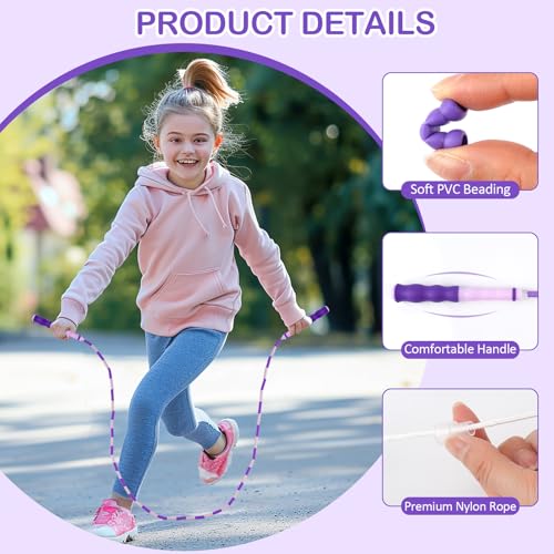Jump Rope for Kids, Adjustable Jump Ropes for 4 5 6 7 8 10 12, Tangle Free - color: Green and Purple